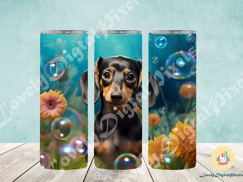 20 oz Skinny Tumbler Sublimation, 3D dog in bubbles - PNG Sublimation LovelyDigitalPixels 