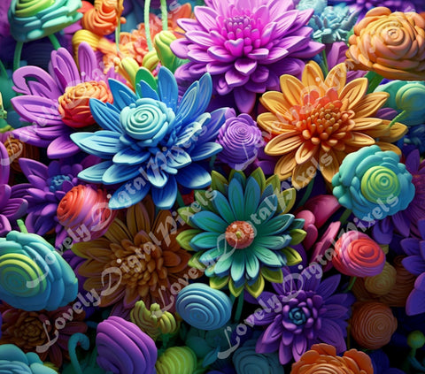 20 oz Skinny Tumbler Sublimation, 3D flowers- PNG Sublimation LovelyDigitalPixels 