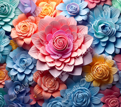 20 oz Skinny Tumbler Sublimation, 3D flowers- PNG Sublimation LovelyDigitalPixels 