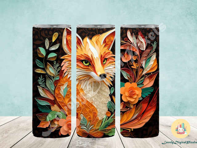 20 oz Skinny Tumbler Sublimation, 3D fox- PNG Sublimation LovelyDigitalPixels 