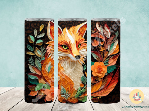 20 oz Skinny Tumbler Sublimation, 3D fox- PNG Sublimation LovelyDigitalPixels 