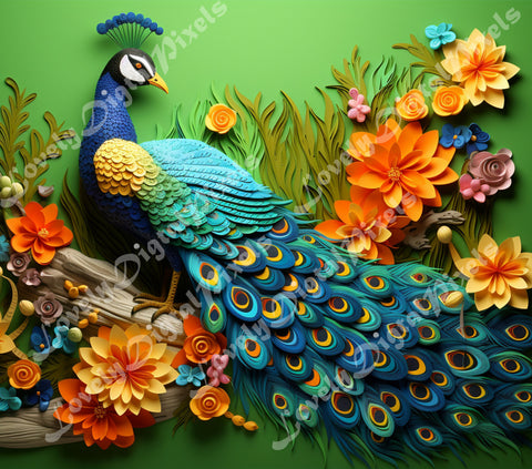 20 oz Skinny Tumbler Sublimation, 3D peacock- PNG Sublimation LovelyDigitalPixels 