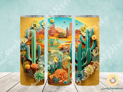 20 oz Skinny Tumbler Sublimation, 3D western - PNG Sublimation LovelyDigitalPixels 