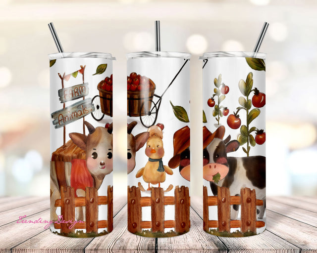 20 oz Skinny Tumbler Sublimation Cow Print Farm Animals Goat Burlap Glitter Design Digital Download PNG Sublimation TrendingDesign 