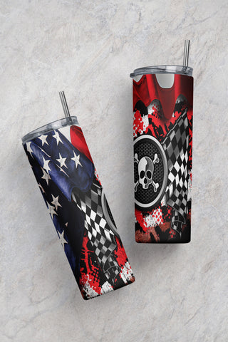 20 oz Skinny Tumbler Sublimation Design Racing Checkered Flag Patriotic flag Racing Tumbler Digital Download PNG Sublimation CaldwellArt 