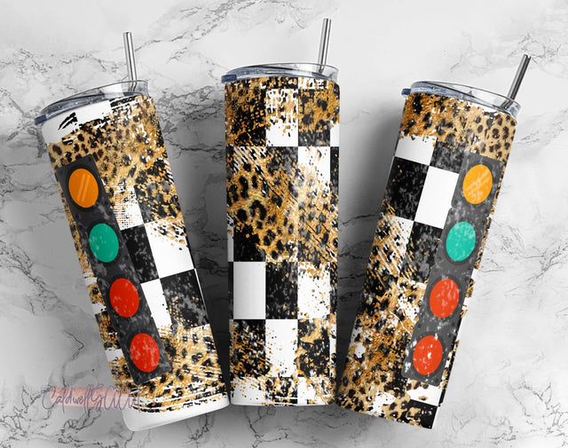 20 oz Skinny Tumbler Sublimation Design Racing Race Brown Splatter Checkered Tumbler Digital Download PNG Sublimation CaldwellArt 