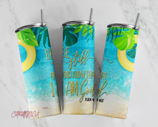 20 oz Skinny Tumbler Sublimation Design Template Be Still and Know Beach Ocean Religious Download PNG Inst DIGITAL Only tumblers Tamara Sublimation CaldwellArt 