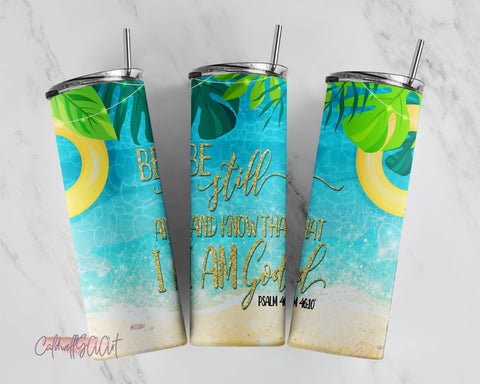 20 oz Skinny Tumbler Sublimation Design Template Be Still and Know Beach Ocean Religious Download PNG Inst DIGITAL Only tumblers Tamara Sublimation CaldwellArt 