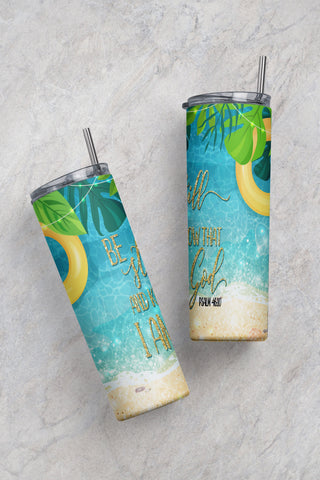 20 oz Skinny Tumbler Sublimation Design Template Be Still and Know Beach Ocean Religious Download PNG Inst DIGITAL Only tumblers Tamara Sublimation CaldwellArt 