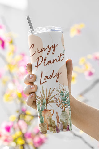 20 oz Skinny Tumbler Sublimation Design Template Crazy Plant Lady Hanging Plants Digital Download PNG Instant DIGITAL ONLY Sublimation CaldwellArt 