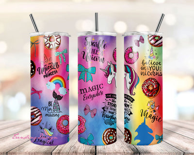 20 oz Skinny Tumbler Sublimation Design Template Download PNG, Glitter girl download 20oz wrap unicorn mermaid rainbow Sublimation TrendingDesign 