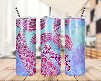 20 oz Skinny Tumbler Sublimation Design Template Glitter Mermaid Scales Tail Digital Download PNG Sublimation TrendingDesign 