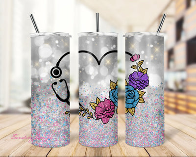 20 oz Skinny Tumbler Sublimation Design Template Glitter Nurse Download PNG Inst DIGITAL Sublimation TrendingDesign 