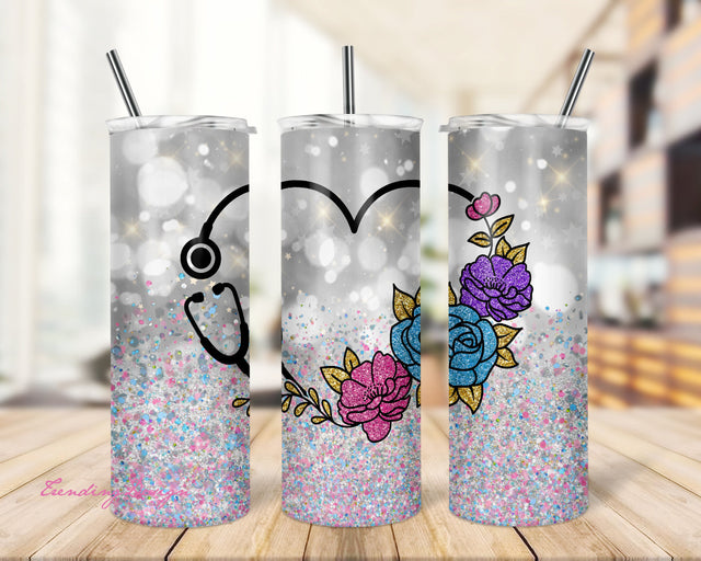 20 oz Skinny Tumbler Sublimation Design Template Glitter Nurse Download PNG Inst DIGITAL Sublimation TrendingDesign 