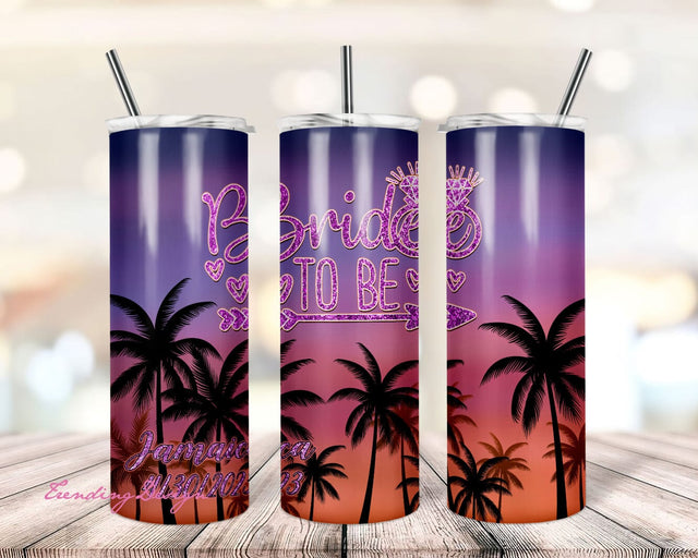20 oz Skinny Tumbler Sublimation Design Template Glitter Sunset Beach Bride Straight Tumbler and Blank Straight Download PNG Sublimation TrendingDesign 