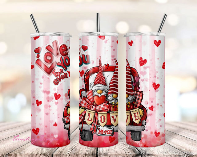 20 oz Skinny Tumbler Sublimation Design Template Gnome Valentines Day glitter Floral Love Straight Design Digital Download PNG tumblers Sublimation TrendingDesign 