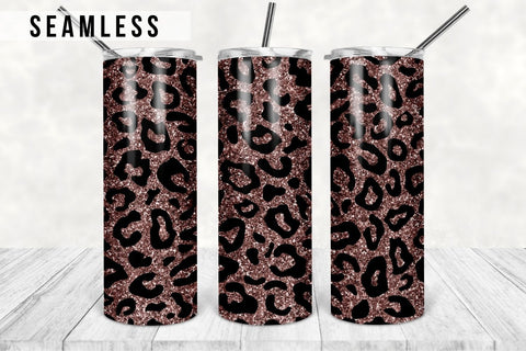 20 oz Skinny Tumbler Sublimation Design Template Leopard Glitter Tumbler Design Straight & Tapered PNG Sublimation TumblersByPhill 