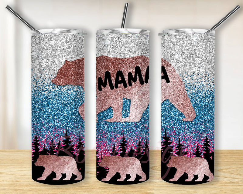20 oz Skinny Tumbler Sublimation Design Template Mama Bear Add your own ...