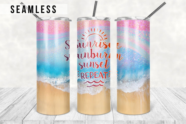 20 oz Skinny Tumbler Sublimation Design Template Pastel Beach Tumbler Design Straight & Tapered PNG Sublimation TumblersByPhill 