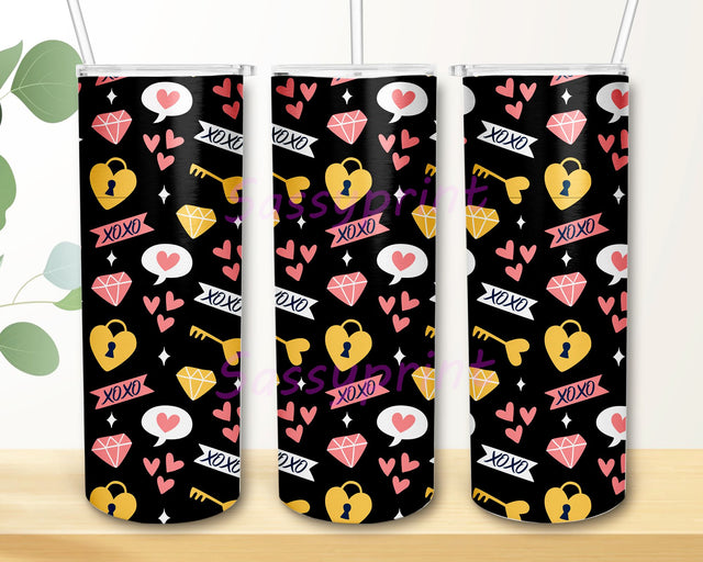 20 oz Skinny Tumbler Sublimation Design Template, Straight and Warped Valentines XoXo PNG Sublimation sassyprint 