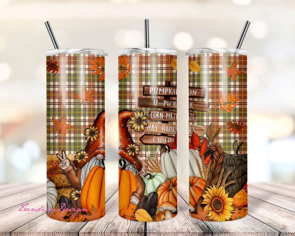 20 oz Skinny Tumbler Sublimation Design Thanksgiving Gnome Fall Gnome ...