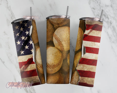 20 oz Skinny Tumbler Sublimation Designs Baseball Vintage PNG, Baseball Tumbler 20 oz Design PNG Sublimation CaldwellArt 