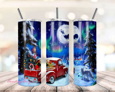 20 oz Skinny Tumbler, Sublimation Designs Christmas Truck Tumbler, Snowflake Tumbler PNG, Designs downloads Sublimation TrendingDesign 