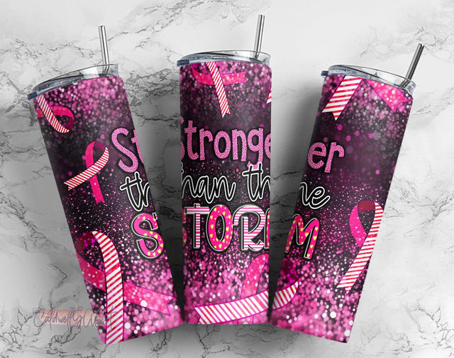 20 oz Skinny Tumbler Sublimation Lung Cancer Awareness Ribbon Stronger than the Storm White Straight Design Digital Download PNG tumblers Sublimation CaldwellArt 