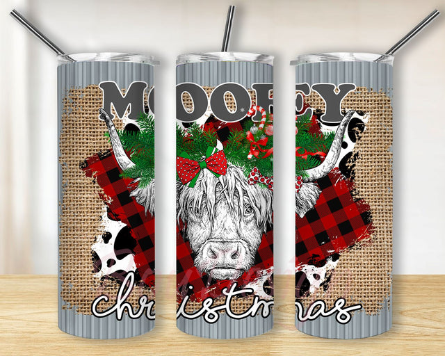 20 oz Skinny Tumbler Sublimation Mooey Christmas Wood Christmas Design Template Straight Warped Digital Download PNG Sublimation BouDesign 