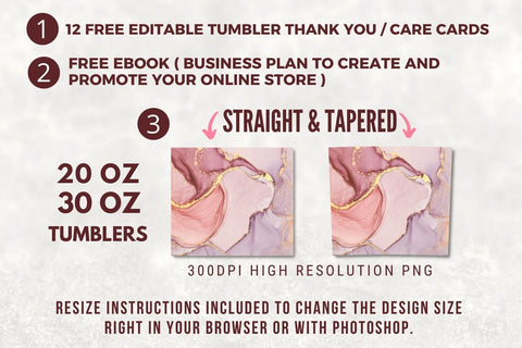 20 oz Skinny Tumbler Sublimation Pink Gold Agate Tumbler Design - PNG Digital Download Sublimation TumblersByPhill 