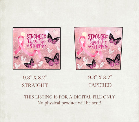 20 oz Skinny Tumbler Sublimation Stronger than the Storm Leukemia Awareness Ribbon Butterfly Cancer Orange Straight Design Digital Download Sublimation TrendingDesign 