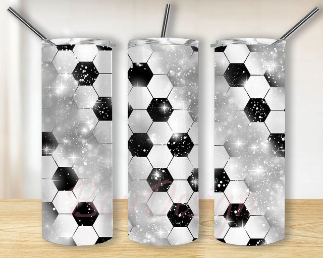 20 oz Skinny Tumbler Sublimation Template Milky Way Glitter Sports Soccer Straight Warped Design Digital Download PNG Sublimation BouDesign 