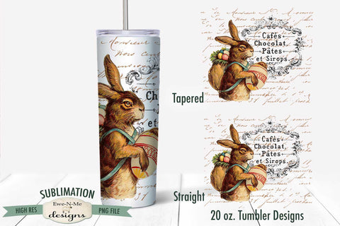 20 oz. Skinny Tumbler Sublimation | Vintage Bunny with Backpack Sublimation Ewe-N-Me Designs 