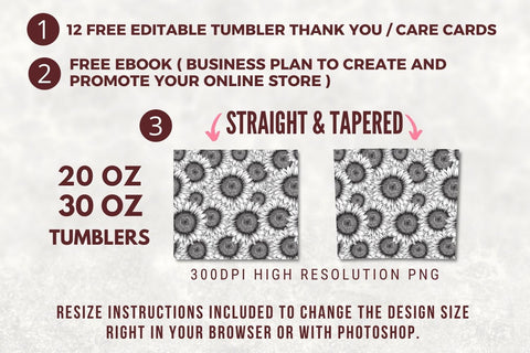20 Oz skinny tumbler Sunflower Pattern Tumbler, Seamless Sunflower Tumbler Design Straight & Tapered PNG Sublimation TumblersByPhill 