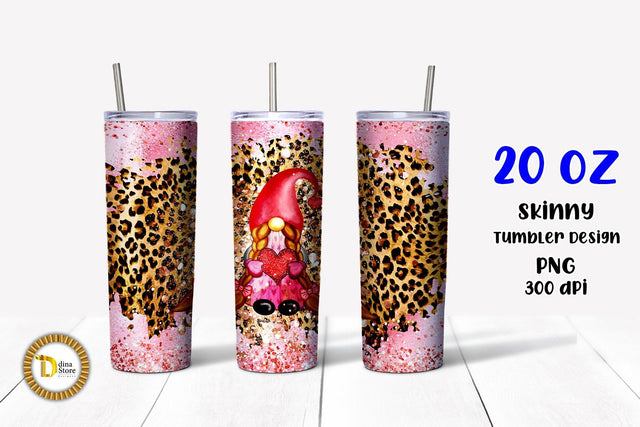 20 Oz Skinny Tumbler Valentine's Gnome Sublimation Dina.store4art 