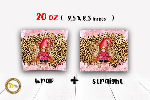 20 Oz Skinny Tumbler Valentine's Gnome Sublimation Dina.store4art 