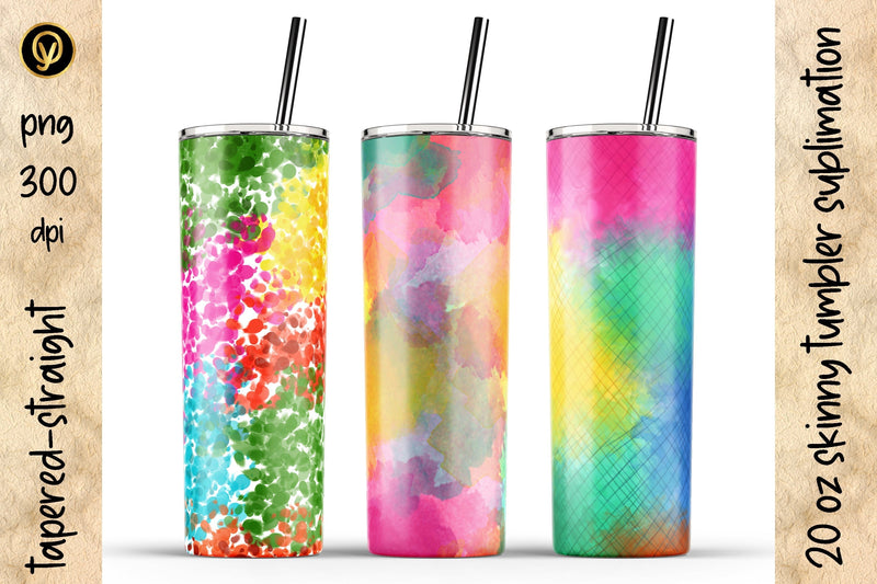 20 Oz Skinny Tumbler Watercolor Sublimation Pack Sublimation oyonnidesign 