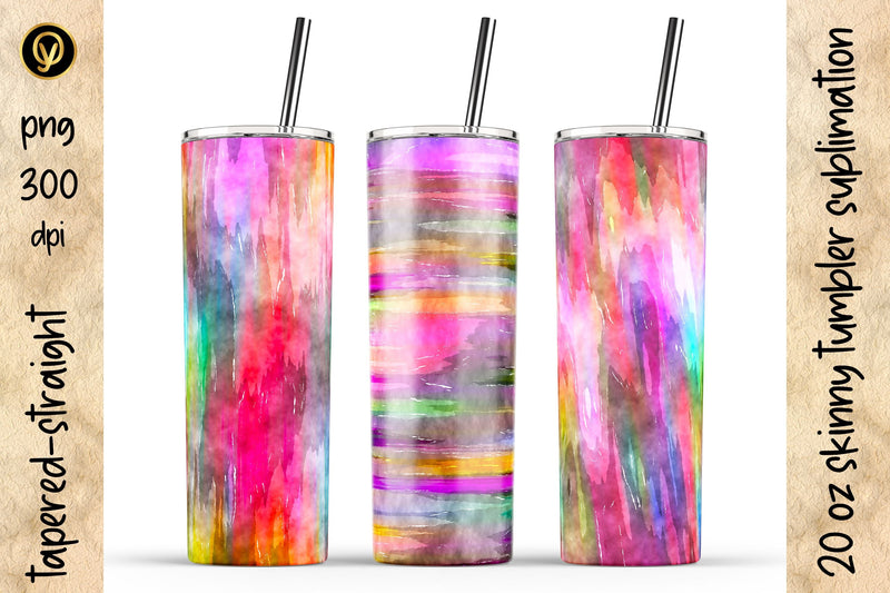 20 Oz Skinny Tumbler Waterecolor Sublimation Design Pack Sublimation oyonnidesign 