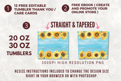 20 Oz skinny tumbler wood sunflower wrap tapered straight template digital download sublimation graphics instant download sublimation Sublimation TumblersByPhill 