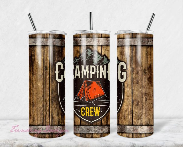 20 oz Skinny Tumbler Wood Vintage Sign Camping Rules Camp Sublimation Design Download PNG DIGITAL ONLY rts tumblers Tamara Sublimation TrendingDesign 