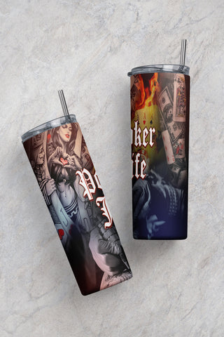 20 oz Skinny Tumbler Wrap Sublimation Tattoo Life Straight and Warped Seamless Design PNG Digital Download Sublimation CaldwellArt 