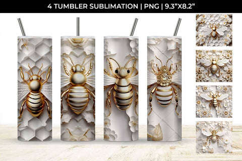 20 oz Skinny Tumbler Wrap with 3D Bee Sublimation Bundle Free For Commercial Use Sublimation Sintegra 