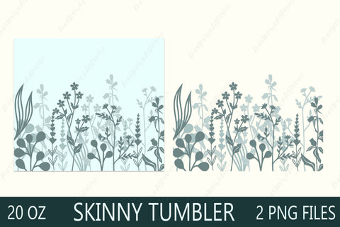 20 oz skinny tumbler wrap with flowers and leaves, Floral sublimation design Sublimation AnastasiyaArtDesign 