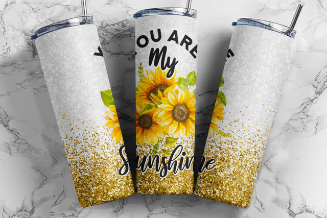 20 oz Skinny Tumbler You are my Sunshine - Glitter Sunflower Sublimation Tumbler Design Digital Download PNG Sublimation TumblersByPhill 