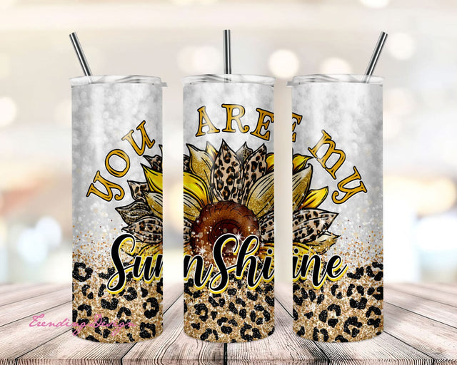 20 oz Skinny Tumbler You are my sunshine leopard Sunflower Sublimation Design Digital Download PNG Instant DIGITAL ONLY rts tumblers Tamara Sublimation TrendingDesign 