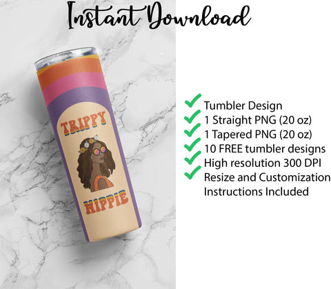 20 oz sublimation/waterslide skinny and taper tumbler wrap - African American girl Sublimation Sharia Morton Designs 