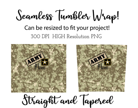 20 oz sublimation/waterslide skinny and taper tumbler wrap-Army mom star Sublimation Sharia Morton Designs 