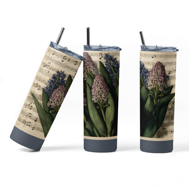20 oz sublimation/waterslide skinny and taper tumbler wrap-Art nouveau Music Hyacinth Sublimation Sharia Morton Designs 