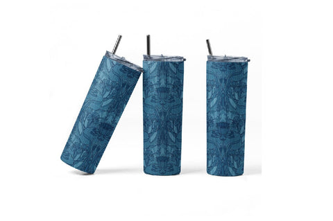 20 oz sublimation/waterslide skinny and taper tumbler wrap - blue art nouveau Sublimation Sharia Morton Designs 