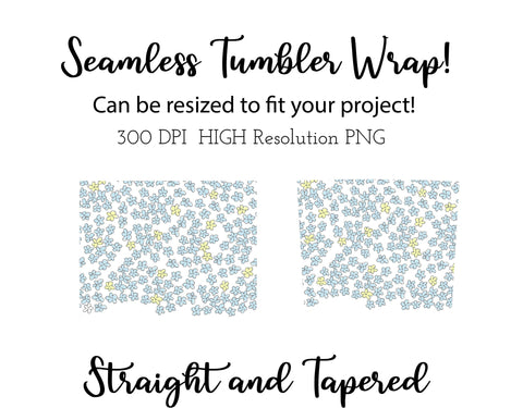 20 oz sublimation/waterslide skinny and taper tumbler wrap-Blue falling flower Sublimation Sharia Morton Designs 